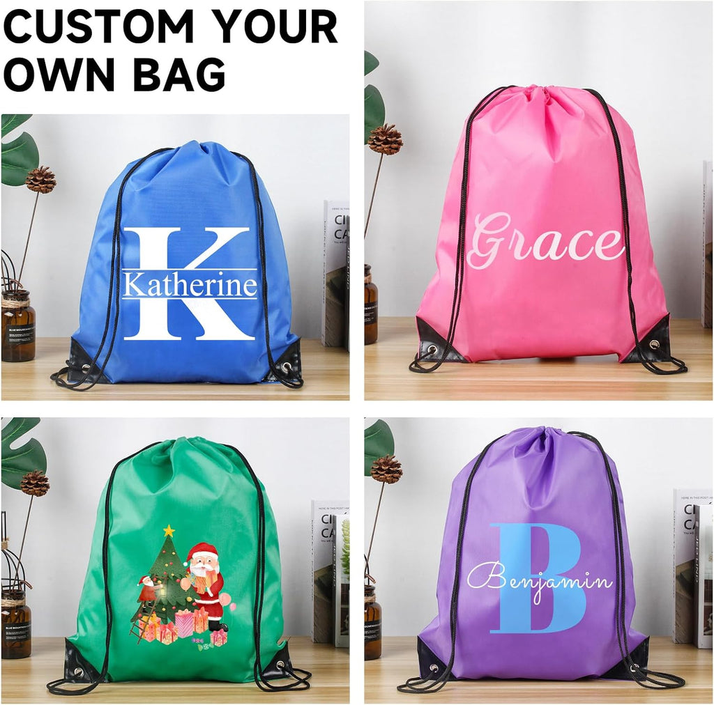 Custom Bags With Logo 100 Pack,Promotional Items Personalized Drawstring Backpack Bags Great for Gym and Everyday Use (Black)