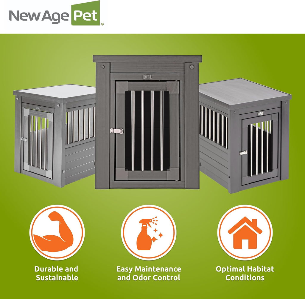 New Age Pet ecoFLEX Pet Crate/End Table, Small, Grey, Model:EHHC405S