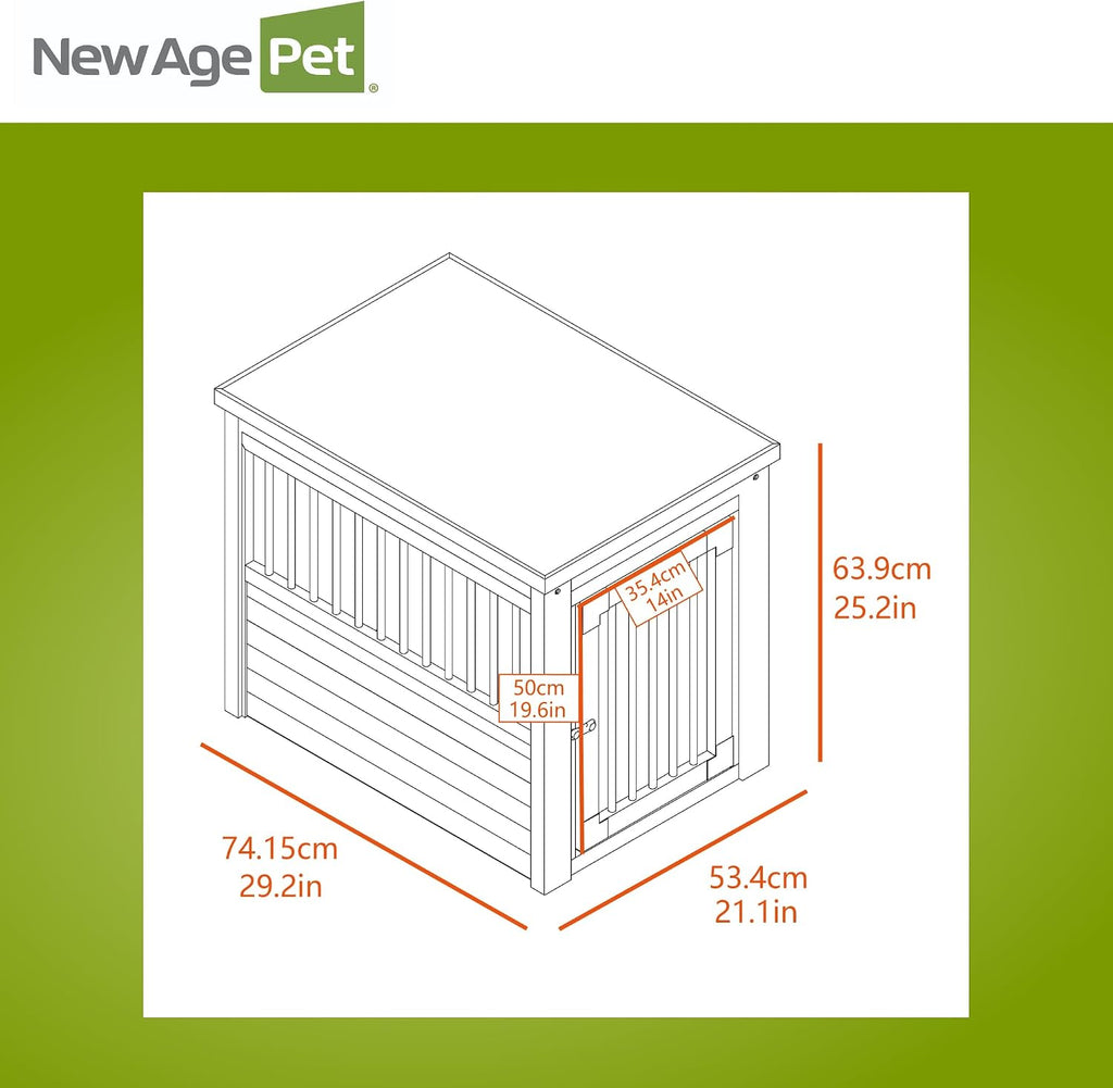 New Age Pet ECOFLEX InnPlace Dog Crate & End Table, Furniture-Style Indoor Kennel for Crate-Trained Dogs, Stainless Steel Spindles, 10-Year Warranty. 4 Colors, 4 Sizes