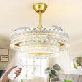 Depuley Crystal Ceiling Fans with Lights: 24' Gold Cagd Fan with Remote Control - Fandelier Fan Light for Girl's Bedroom Living Room Nursery