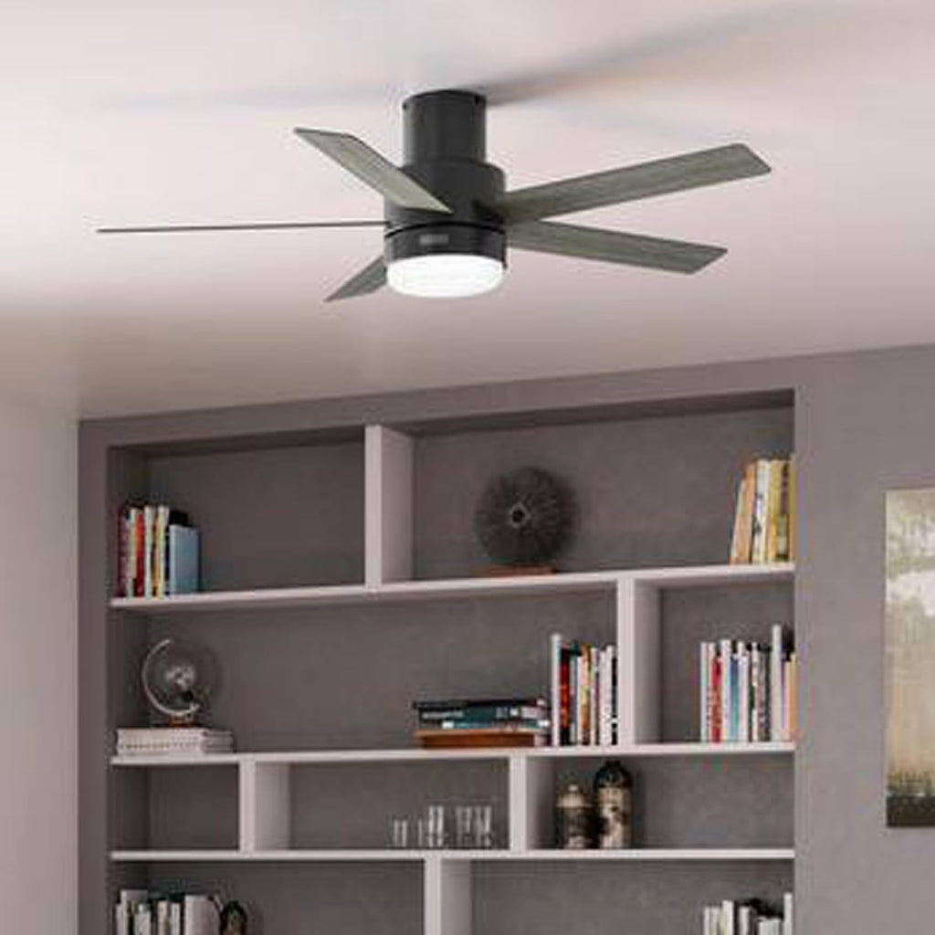 Hunter Fan 52 Inch Low Profile Matte Black Indoor Ceiling Fan With LED Light and Remote Control, Holiday Gifts for Bedroom, Living Room/Family Room, Dining Room, Kitchen, Office (Renewed)