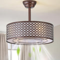 Brown Fandelier Ceiling Fan with Light, 20' Caged Boho Ceiling Fans with Lights and Remote, Mid Century with 6 Speeds for Bedroom, Living Room, Nursery
