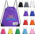 Custom Drawstring Bags With Logo, 80 PCS Personalized Text Drawstring Backpack Bulk, Easy-to-Carry String Bag Great for Gym, Travelling and for Everyday Use (Purple)