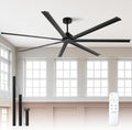 Minislak 96 Inch HVLS Aluminum 7 Blades Industrial & Commercial Ceiling Fan no Light,8ft High CFM DC Motor,6-Speed,Indoor Outdoor Ceiling Fan for Patio,Garage,Shop,Library(Black)