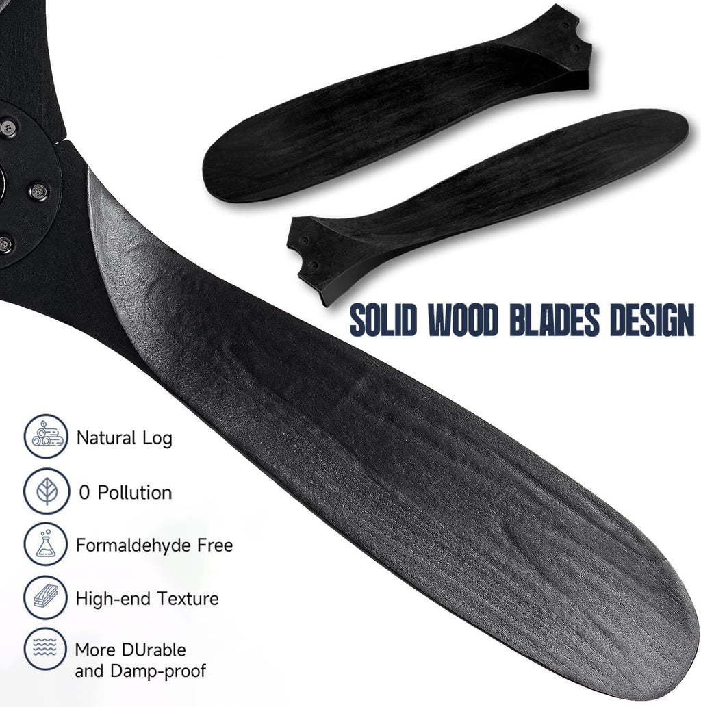 70 Inch Smart Outdoor Ceiling Fans for Patios with Light, Large Black Modern Low Profile Ceiling Fan with Remote Control, 3 Blade Wood Propeller Dc Ceiling Fan for Indoor Outside Porch Gazebo
