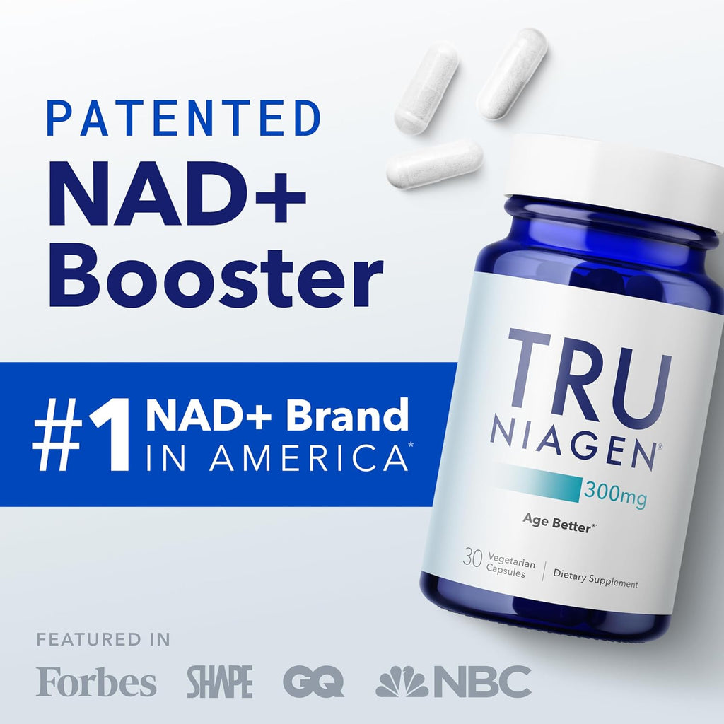 TRU NIAGEN Patented NAD+ Supplement, 300mg Niagen, 30 Servings | Nicotinamide Riboside (NR) Take 1 Daily | 3 Bottles