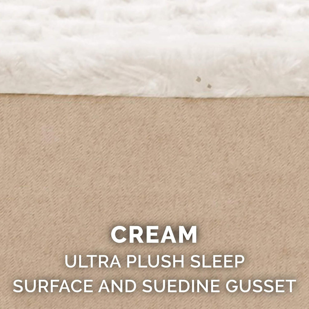 Furhaven Memory Foam Dog Bed for Large Dogs w/ Removable Washable Cover, For Dogs Up to 125 lbs - Ultra Plush Faux Fur & Suede Mattress - Cream, Jumbo Plus/XXL