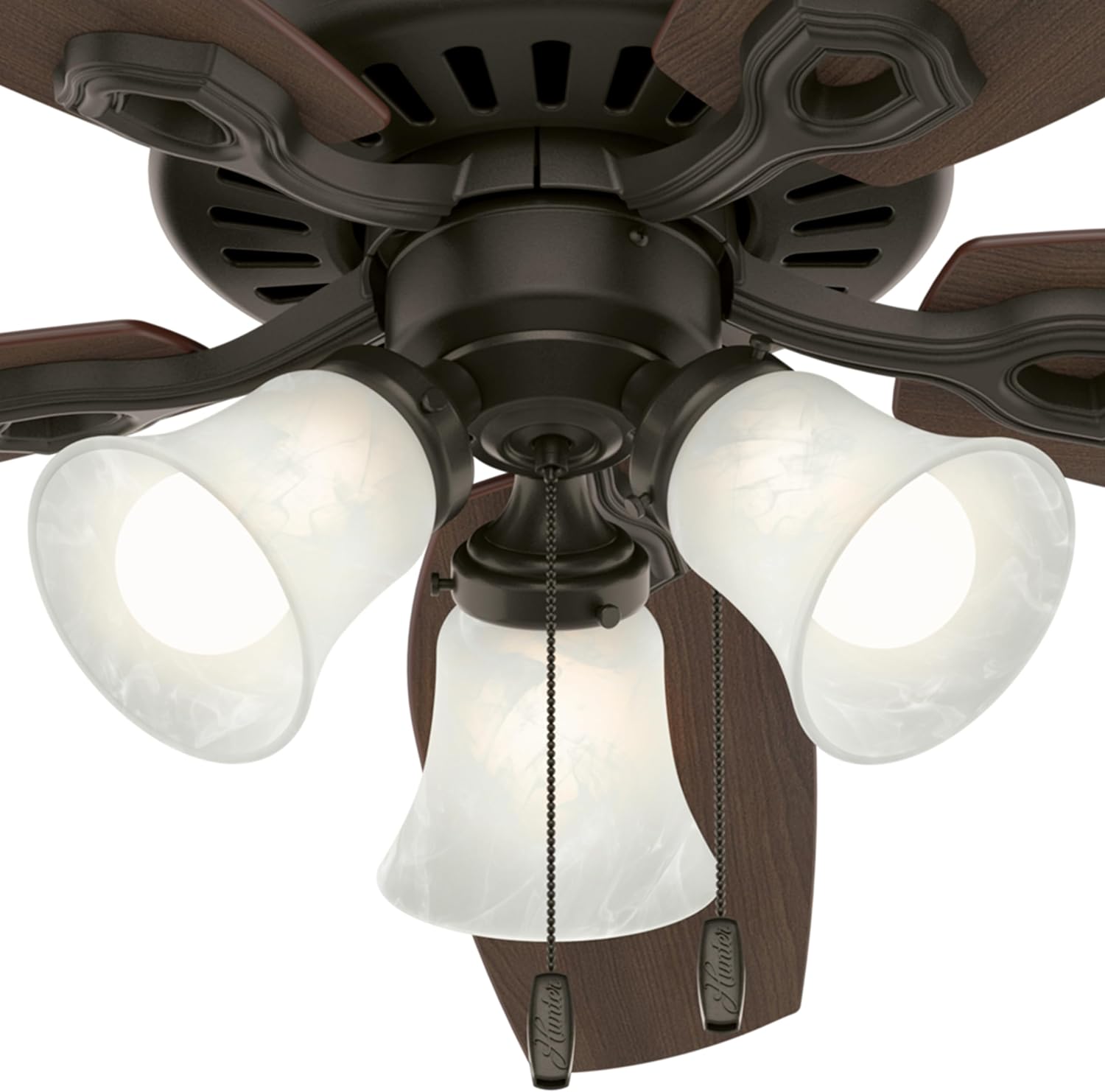Hunter Fan 52 inch New Bronze Ceiling Fan - Three-Light Fitter with Swirled Marble Glass (Renewed) (New Bronze)