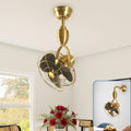 Depuley Oscillating Ceiling Fan with Remote: Gold and Black Wall Mount Fan Ceiling for Patio - Caged Outdoor Wall Fan for Indoor Bedroom Kitchen - 80° Oscillation 100° Adjustable