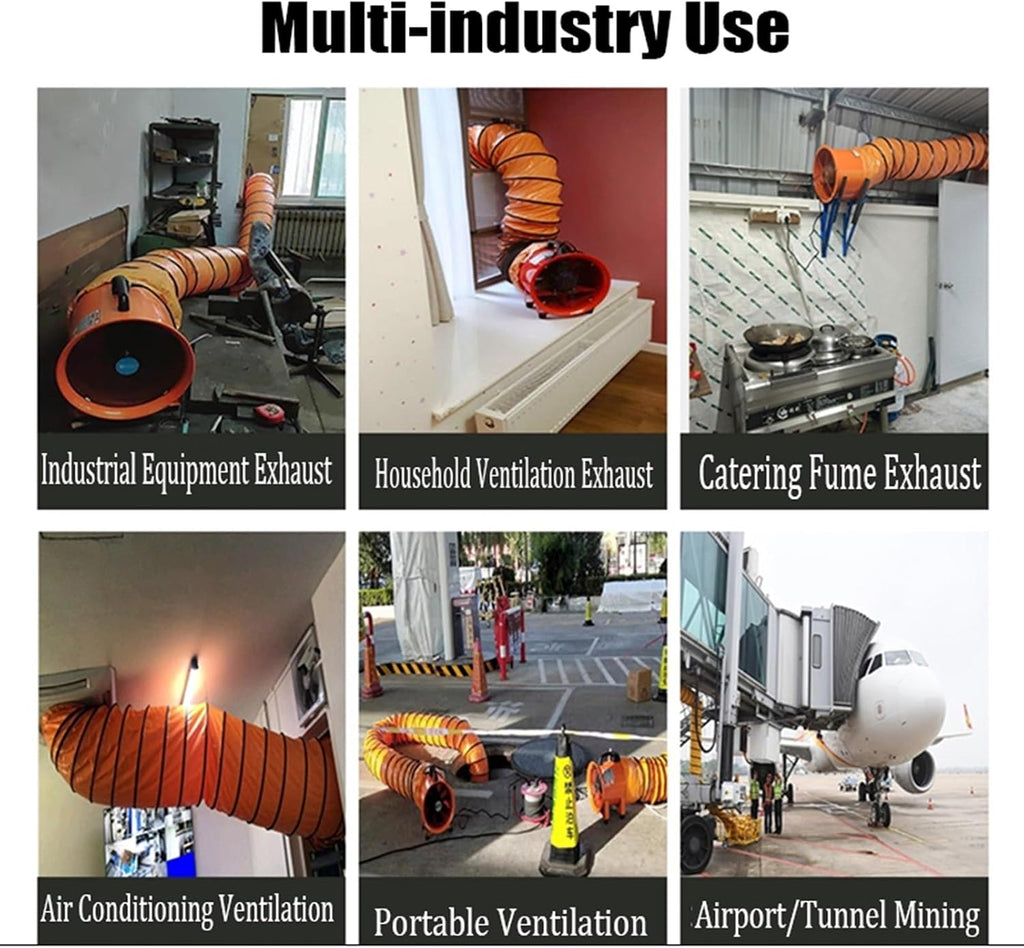 Dryer Vent Hose Length 2m - 10m/6.5ft - 33ft, PVC Nylon Cloth Flexible Duct with Clamps, Heavy-Duty Protection for HVAC Ventilation and Exhaust, Tight Space(150mm/6inch,L2m(6.5ft))