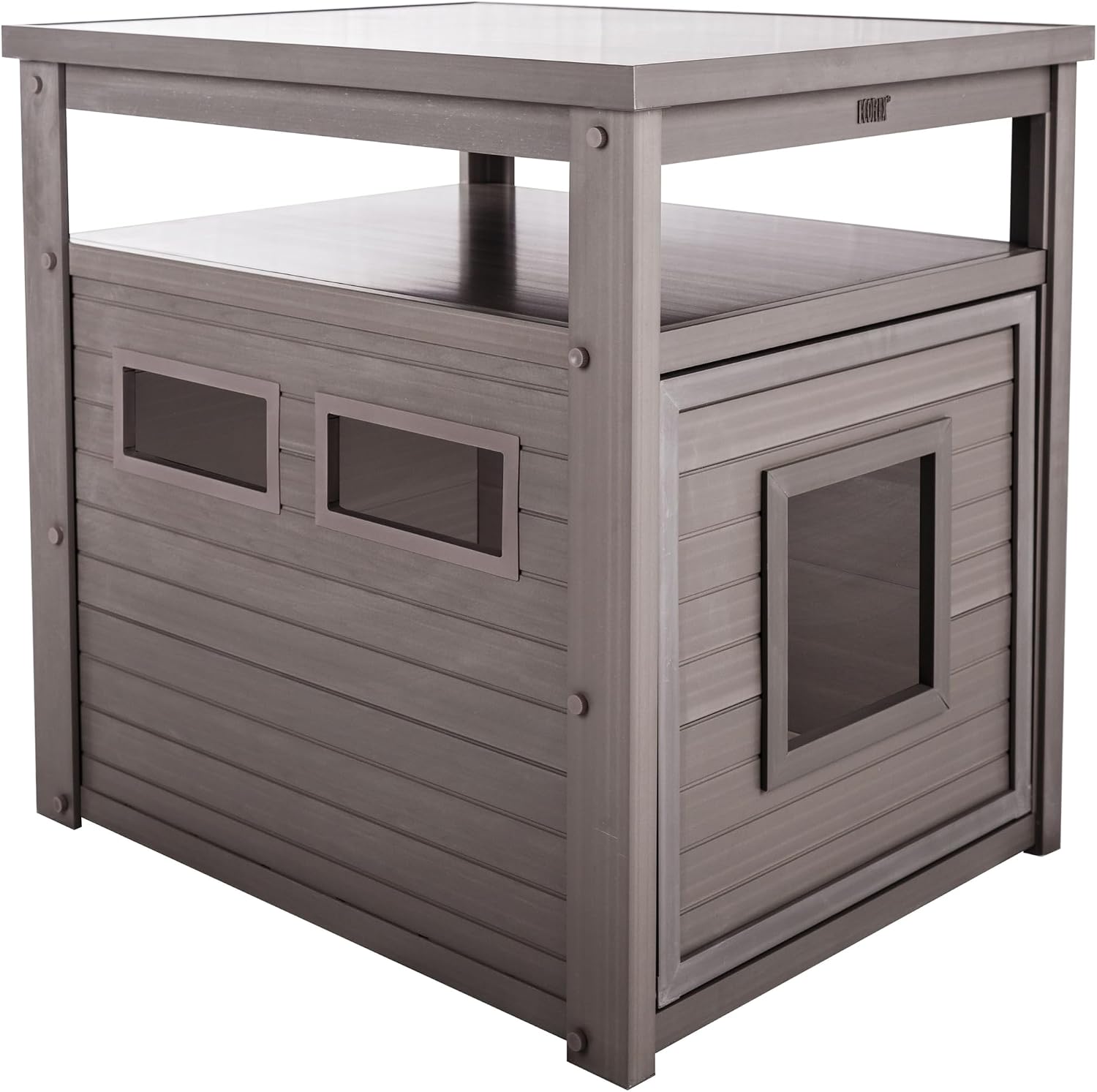 New Age Pet ECOFLEX Jumbo Cat Box Cover and End Table with Litter Box Enclosure and a 10 Year Warranty Hides Unsightly Litter Box made with Moisture & Odor Resistant Composite Material, Grey