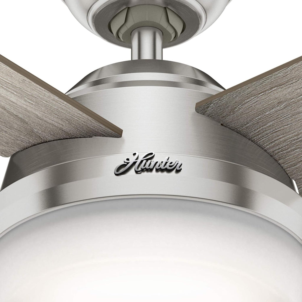 Hunter Fan 52 inch Contemporary Indoor Brushed Nickel Ceiling Fan with Light Kit and Remote Control (Renewed)
