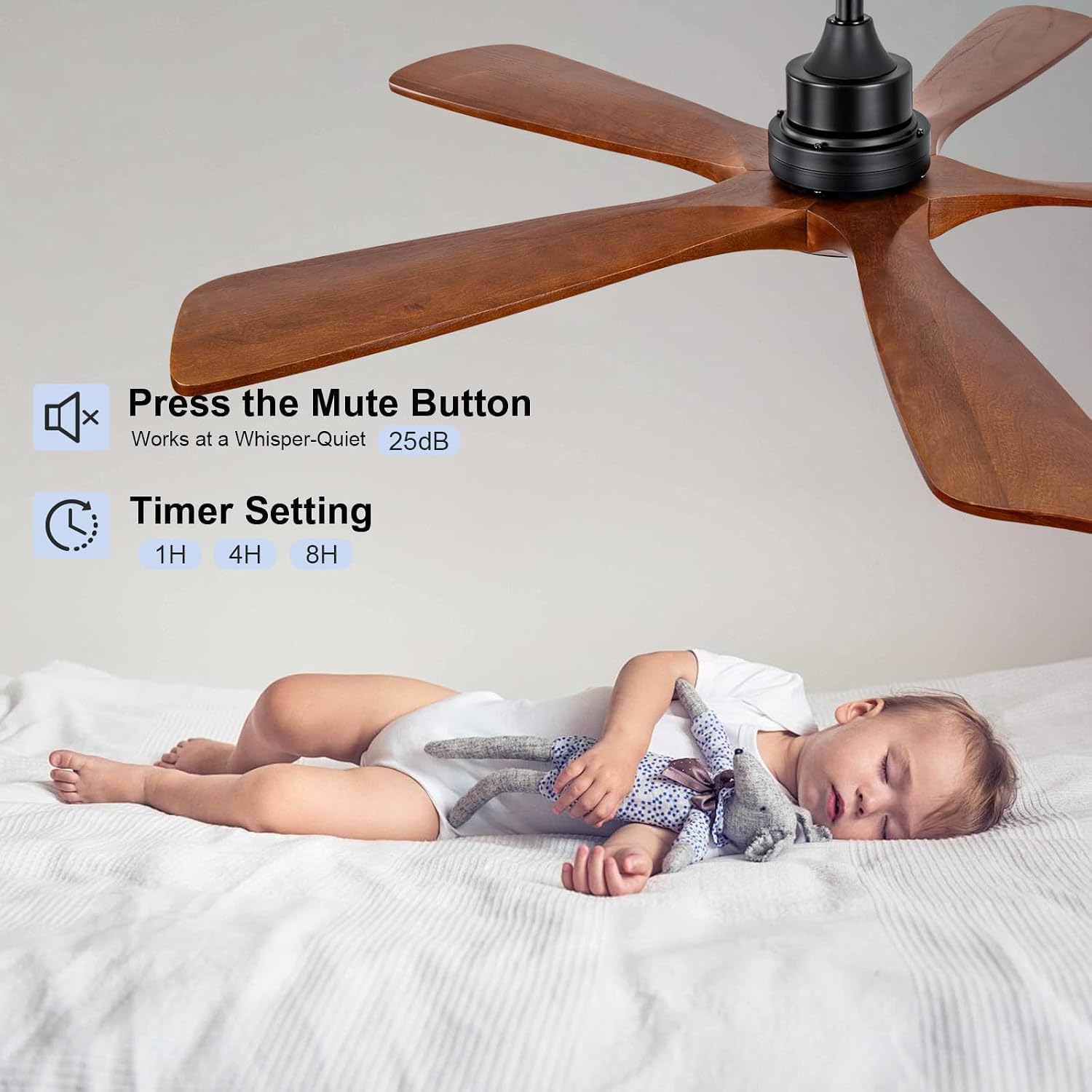 52 Inch Modern Ceiling Fans with Lights and Remote, 5 Blade Wood Ceiling Fan with Light, Wall Switch, Dimmable, Memory Function, Quiet DC Motor, Indoor Outdoor Ceiling Fan for Patio Living Room