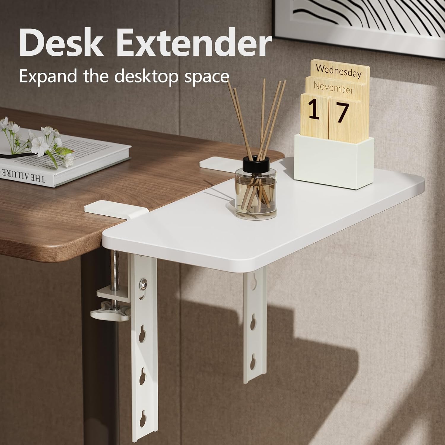 Electric Standing Desk with Desk Extender, 48' Standing Desk with Clamp On Desk Extender Shelf