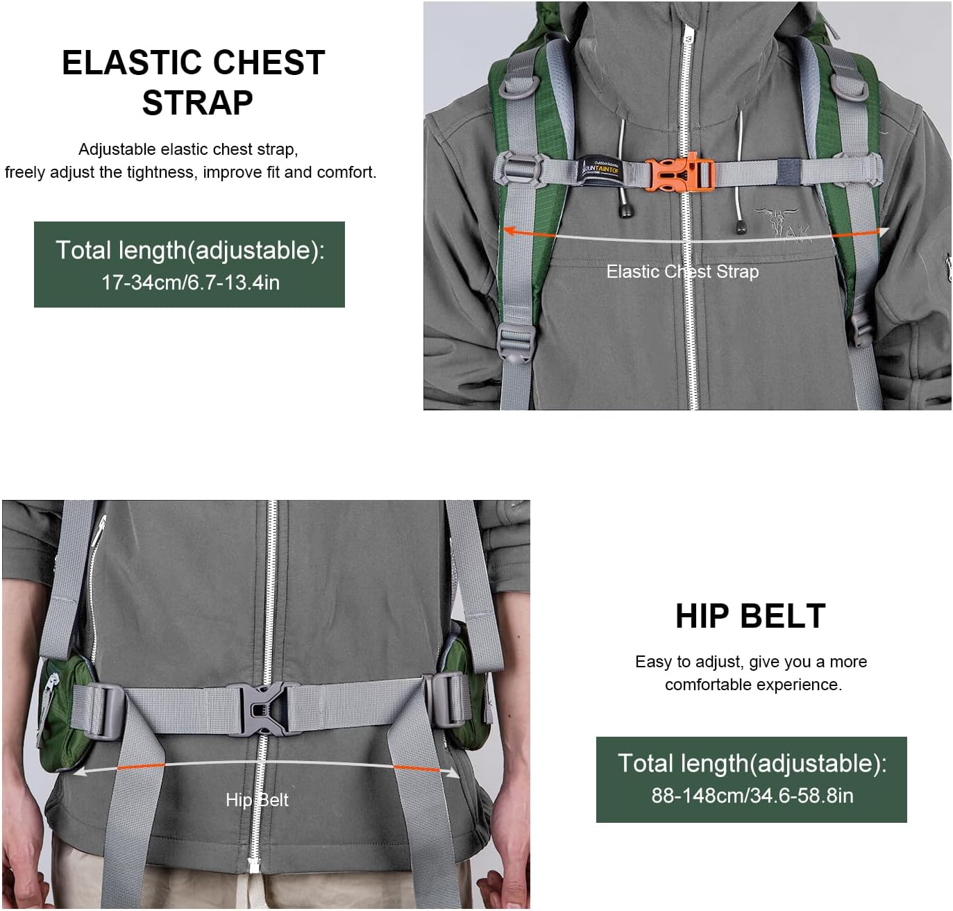 MOUNTAINTOP 80L Internal Frame Backpack for Man & Women Backpacking Hiking Backpack with Rain Cover