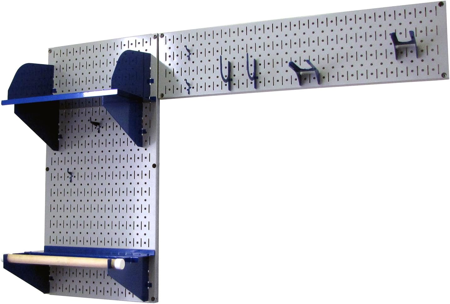 Wall Control Pegboard Garden Supplies Storage and Organization Garden Tool Organizer Kit with Gray Pegboard and Blue Accessories