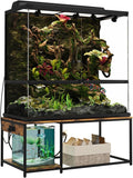 4x2x2 Reptile Enclosure Stand – 48'x24' Tall Reptile Tank Stand for 120 Gallon Aquarium Stand, Bearded Dragon Cage, Snake Enclosure & Stackable Terrarium with LED Light (Only the bottom stand)
