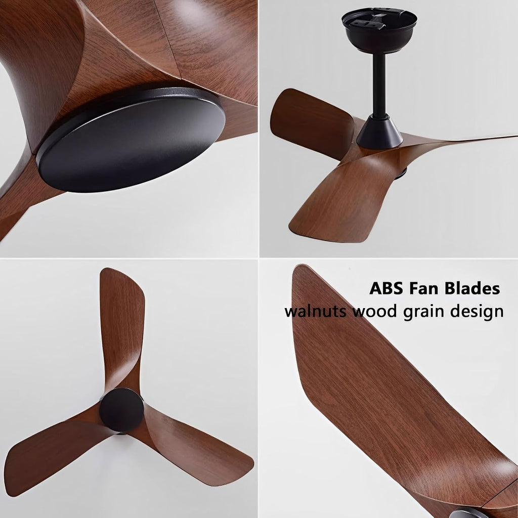 30 Inch Quiet Small Ceiling Fan No Light with Remote, Brown Black | 30 inch ceiling fan without light. Remote 6 speeds, reversible DC motor and timer for bedroom, kitchen, porch, covered patio