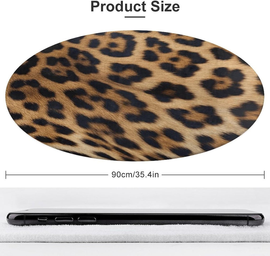 Rough Leopard Print Coral Velvet Round Floor Mat Non-Slip Bath Rug Floor Covering for Bathroom Vanity Guest Suite & Vacation Home
