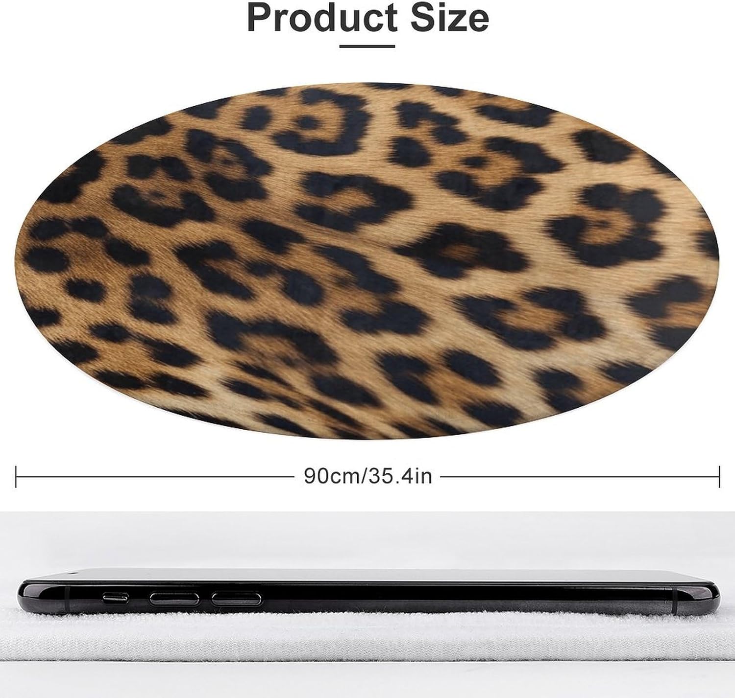 Rough Leopard Print Coral Velvet Round Floor Mat Non-Slip Bath Rug Floor Covering for Bathroom Vanity Guest Suite & Vacation Home