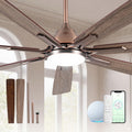 Minislak 72' Oil Rubbed Bronze Smart Ceiling Fan with Light via WiFi Alexa,6-Speeds Quiet DC Motor,Dimmable,Outdoor Antique Bronze Large Ceiling Fan for Living Room,Patio,Dual Finish 7 Blades