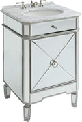 24' Mirrored Reflection Antique Silver Asger Powder Room Bathroom Vanity - BC-5026SL