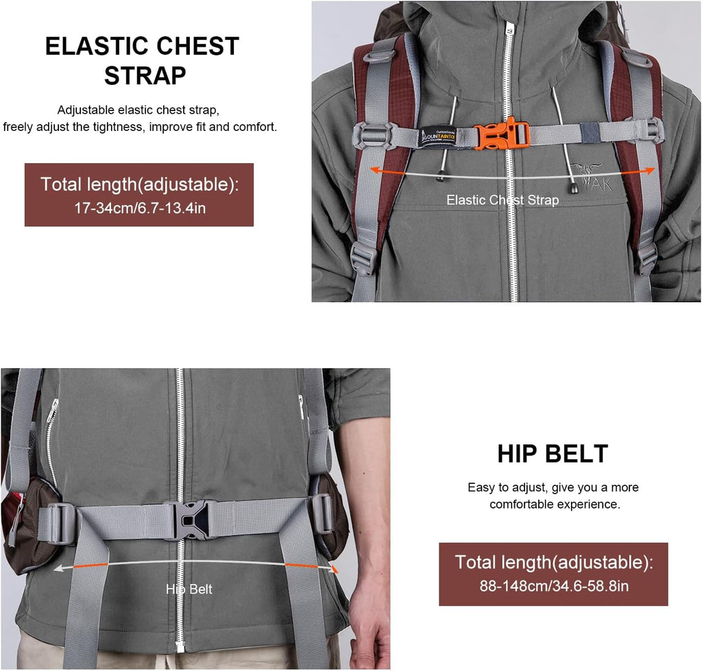 MOUNTAINTOP 80L Internal Frame Backpack for Man & Women Backpacking Hiking Backpack with Rain Cover