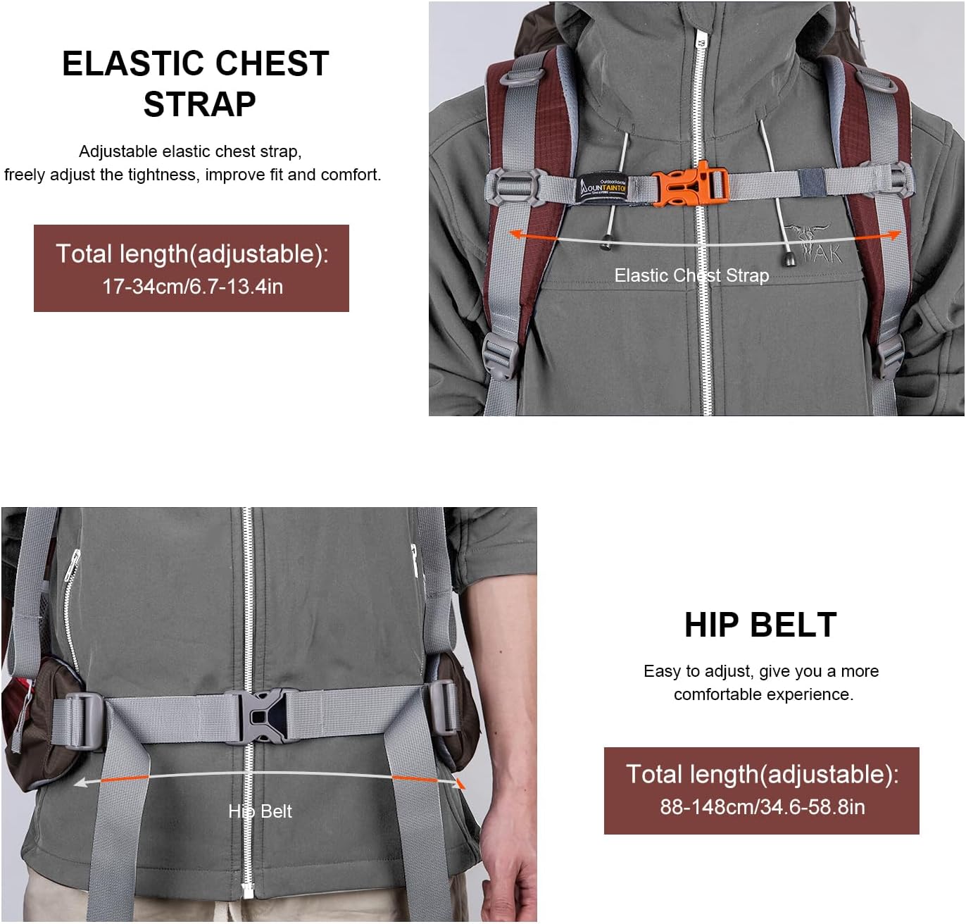 MOUNTAINTOP 80L Internal Frame Backpack for Man & Women Backpacking Hiking Backpack with Rain Cover