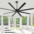 YYEHON 84 Inch Large Industrial Ceiling Fan no Lights, Reversible Dc Motor, 3 Downrods, 6 Speed Remote Control, 8 Aluminum Blades, Black Outdoor Fans for Shop/Gym/Warehouse/Garage