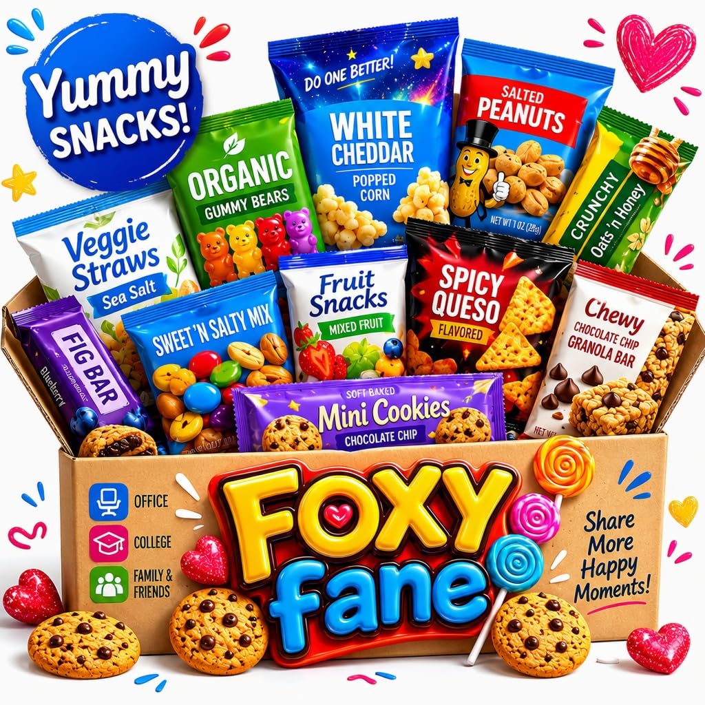 Foxy Fane 150-Count Holiday Gift Box - Variety Pack of 150 Healthy Snacks & Treats