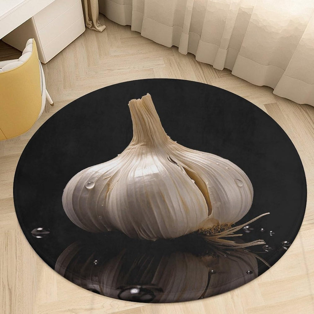 Raw Garlic Coral Velvet Round Floor Mat Non-Slip Bath Rug Floor Covering for Bathroom Vanity Guest Suite & Vacation Home