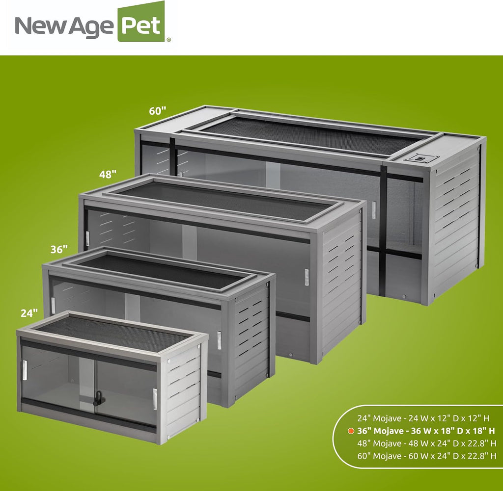 New Age Pet ECOFLEX 36' Wide Medium Reptile Habitat, Mojave Lounge for Snakes, Tortoises & Lizards in Maple, Black & Grey, Easy Assembly, Sliding Glass Doors & Mesh Top
