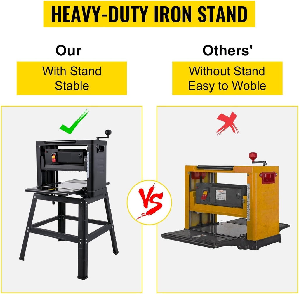 12 Inch Wood Planer 2000W Benchtop Thickness Portable Waterproof Dustproof Heavy Duty Woodworking with Stand HSS Blades, DIY Tools