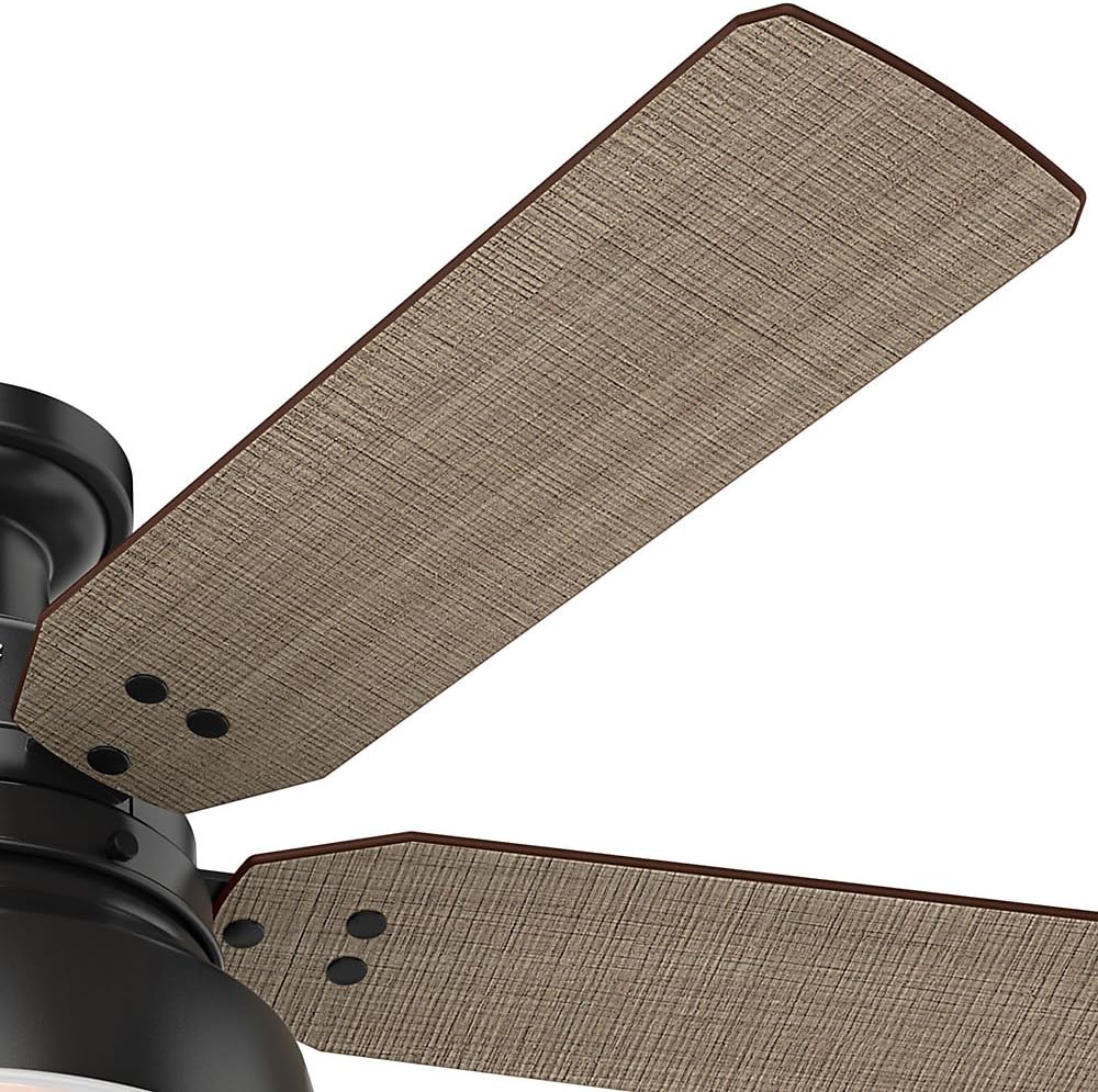 Hunter 52 inch Outdoor or Indoor Ceiling Fan with LED Light - Rustic Ceiling Fan with Pull Chain, For Bedroom, Living Room, or Patio, Low Profile Mount, No Remote - Mill Valley 59310, Matte Black