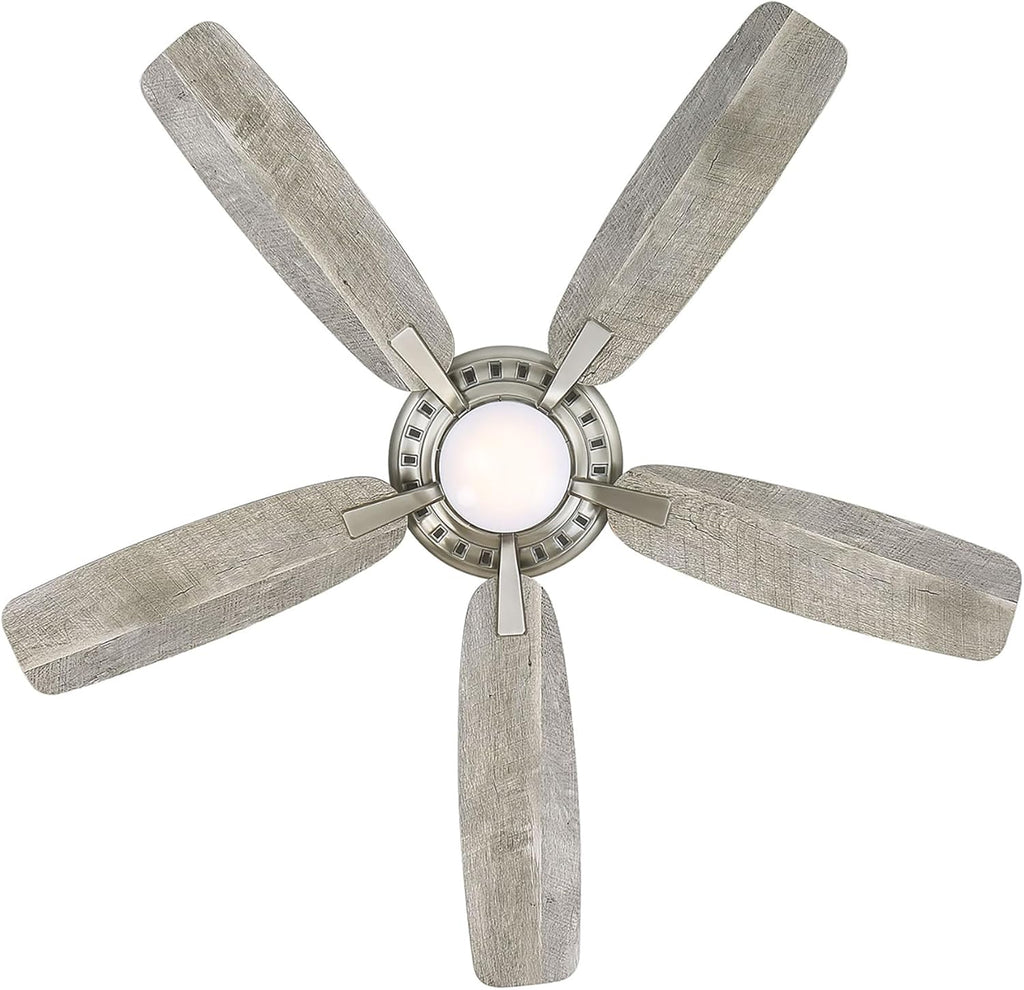 Baskinville 52-Inch Integrated LED Ceiling Fan with Light and Remote - Pewter with 5 Coastal Driftwood Blades by Minka Ceiling Fan Co.