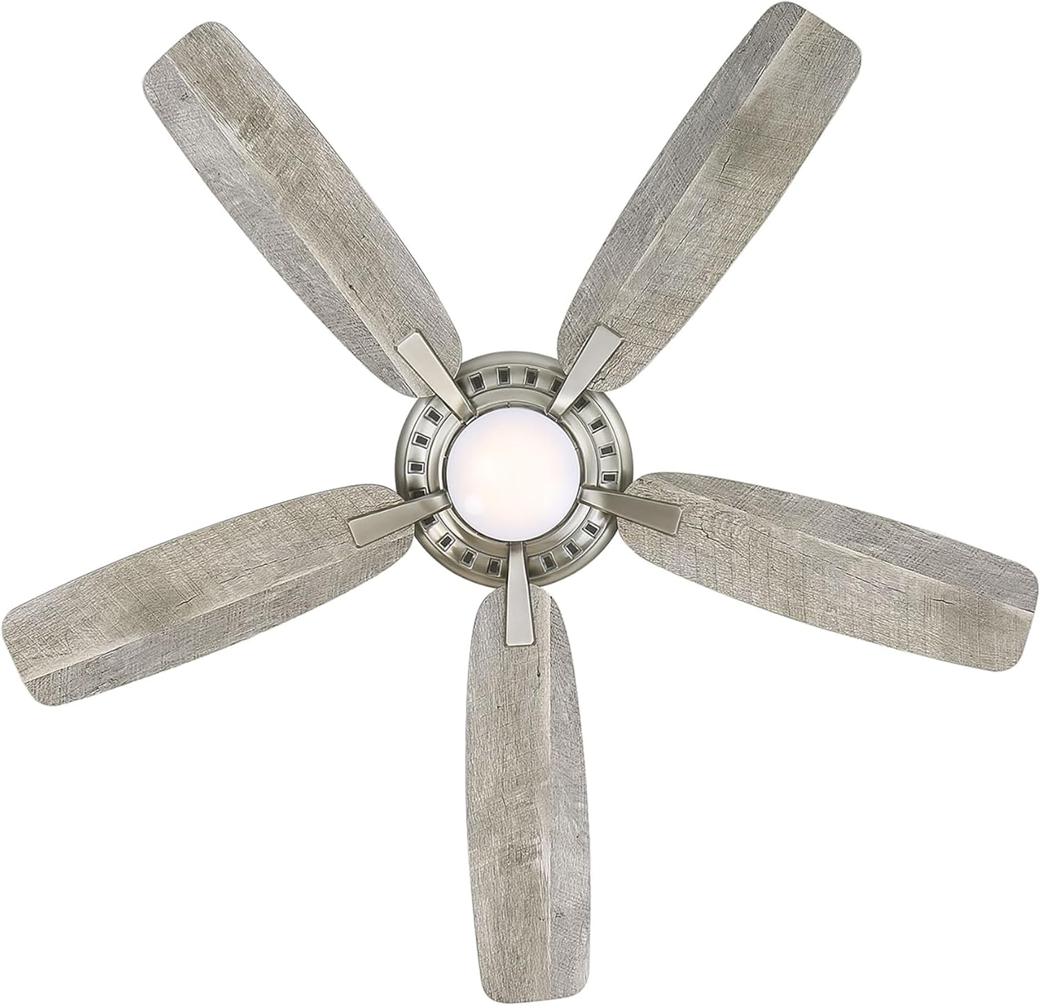 Baskinville 52-Inch Integrated LED Ceiling Fan with Light and Remote - Pewter with 5 Coastal Driftwood Blades by Minka Ceiling Fan Co.