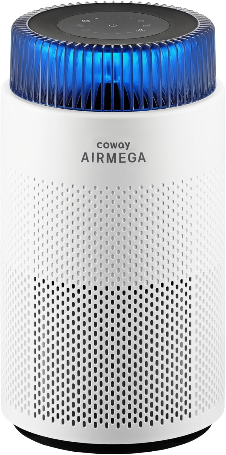 COWAY Air Purifiers for Home up to 810 ft², HEPA and Carbon Filter for Smoke, Allergies, Pet Dander, Odor, AQI Monitor, Auto Mode, Timer, Filter Indicator, Night Light, 2yr Warranty, Airmega 100 White