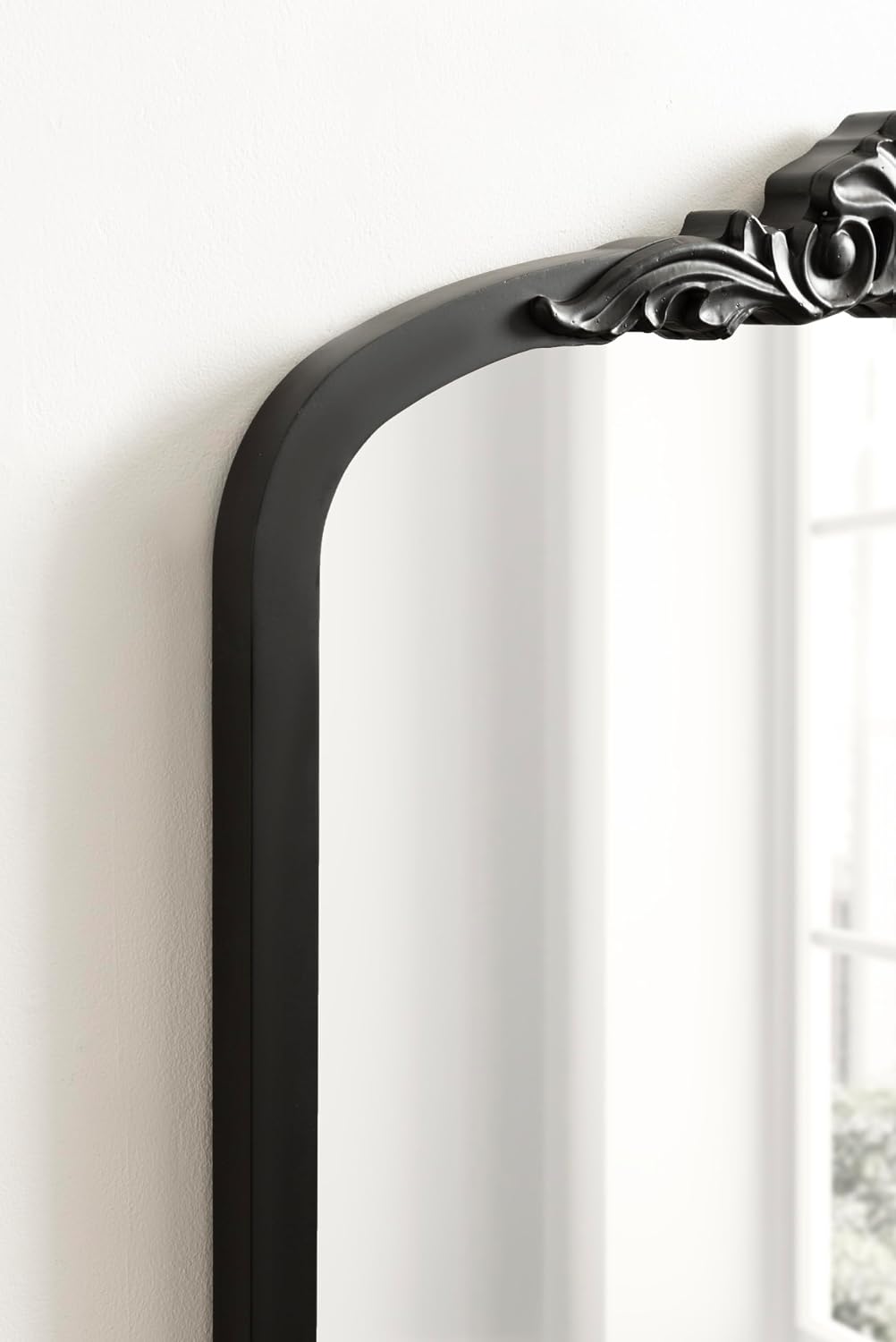 Kate and Laurel Barberry Vintage Decorative Tall Arched Mirror, 28 x 35, Black, Large Antique Statement Arch Mirror for Mantel Mirror or Bathroom Mirror for Over Sink