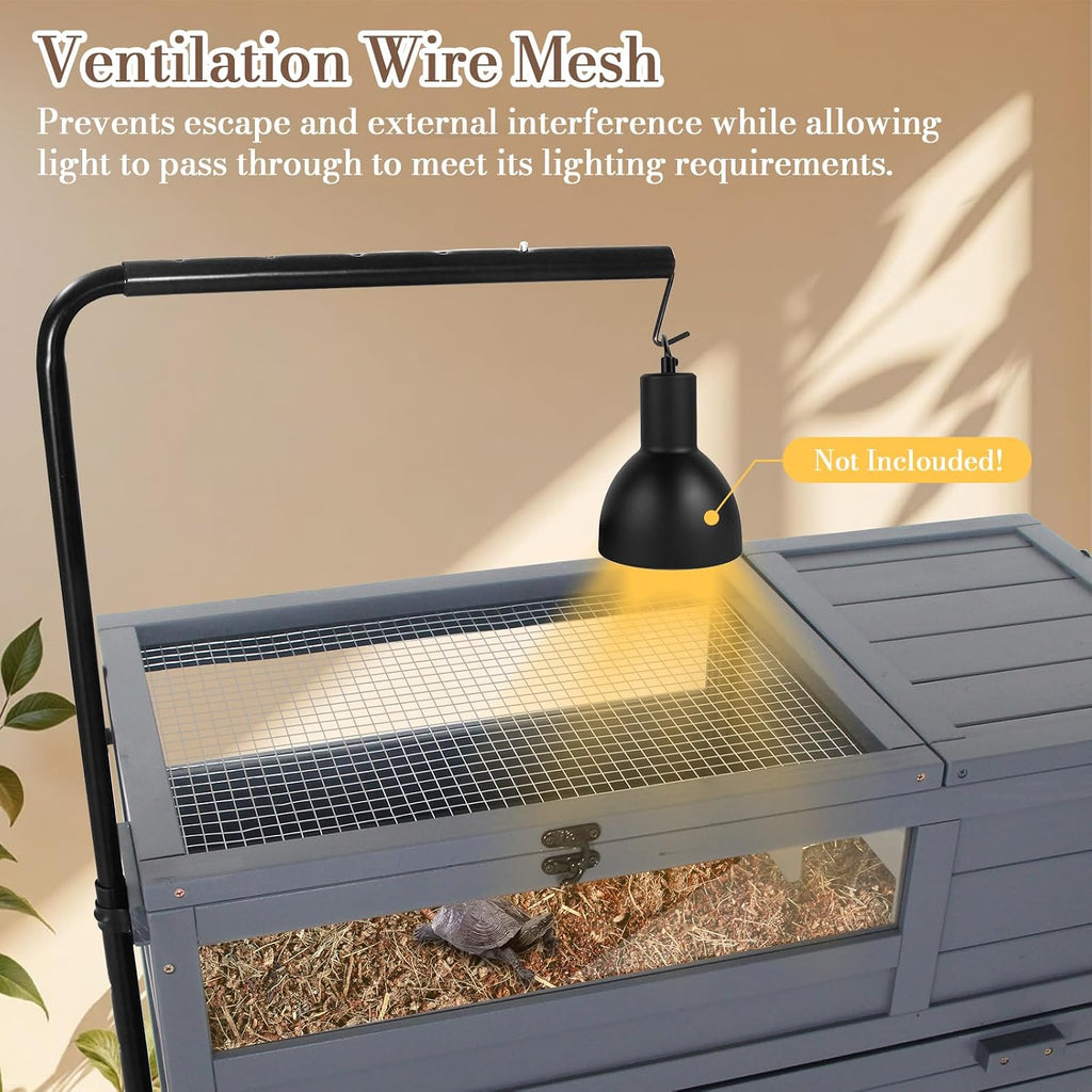Agitree Premium Reptile Habitat Enclosure, Dark Gray | For Tortoises and Lizards, Adjustable Lighting, 360° Wheels, Easy-Clean Design, Secure Ventilation