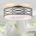 20' Black Flush Mount Ceiling Fan with Light, Caged Boho Ceiling Fan with Lights Remote Control with 6 Speeds for Bedroom, Living Room, Nursery