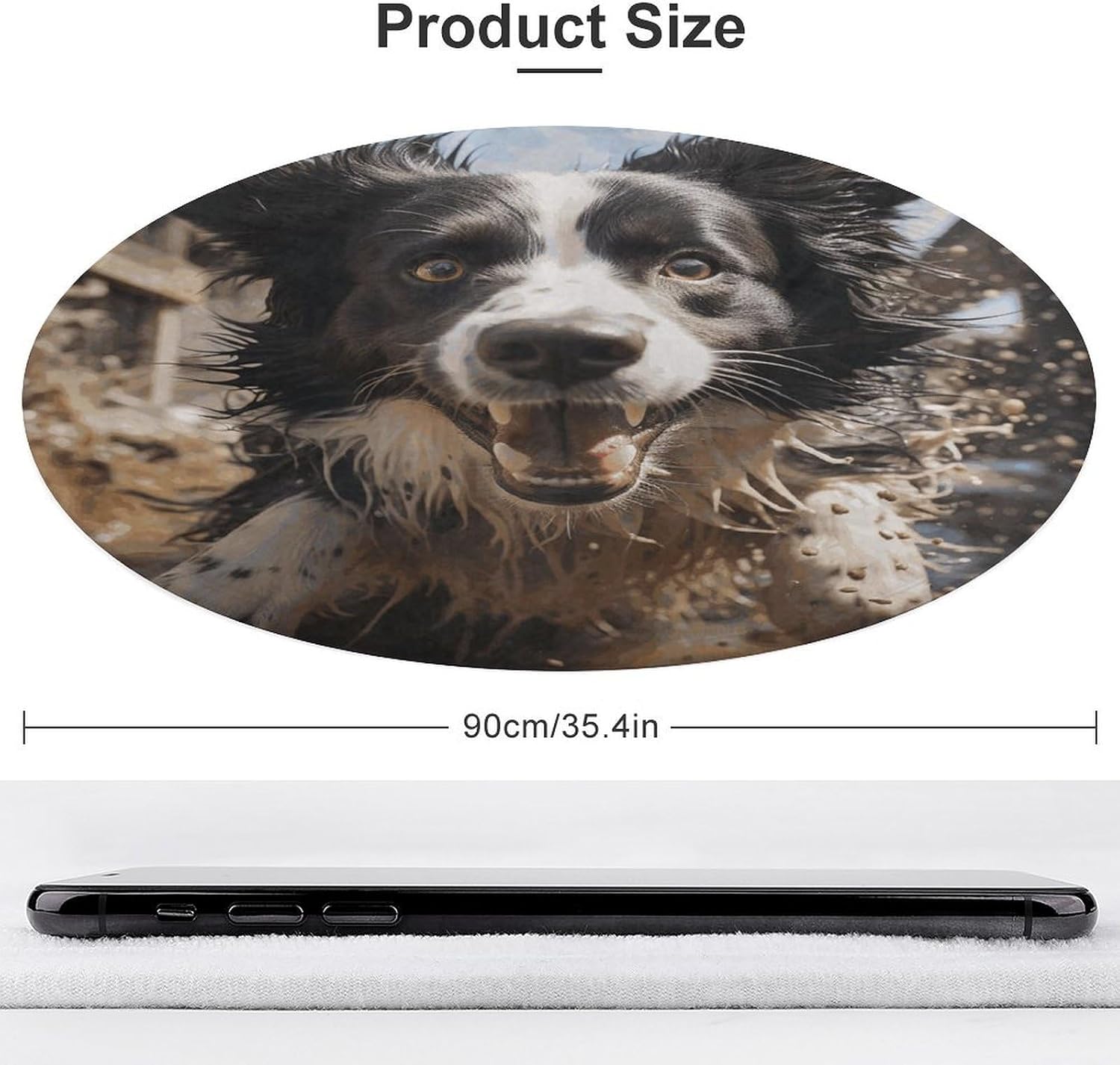 Pastor Border Collie Coral Velvet Round Floor Mat Non-Slip Bath Rug Floor Covering for Bathroom Vanity Guest Suite & Vacation Home