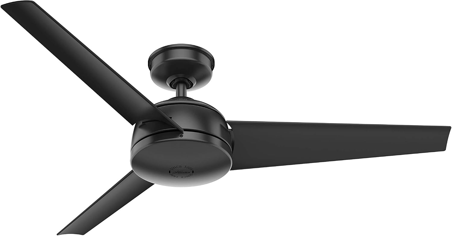 Hunter Fan 52 inch Outdoor Ceiling Fan for Patio with 3 blades, Farmhouse Ceiling Fan, Matte Black, for Living Room, Bedroom, Farmhouse, Kitchen (Renewed)