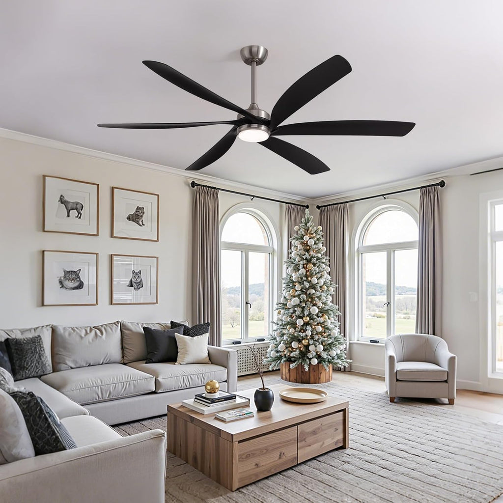 64 Inch Ceiling Fans with Lights,Indoor and Outdoor Modern Ceiling Fans with Lights and Remote,3-Color Light 6-Speed Timing Reversible DC Motor for Bedroom,Living Room,Patio and Kitchen