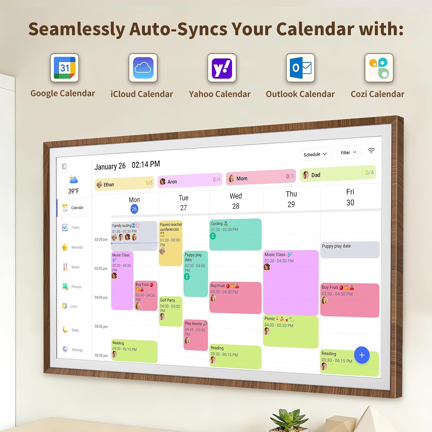 27 Inch Digital Calendar Chore Chart with Touchscreen - Full HD Interactive Display, Wall & Desk Mountable Family Planner, to-Do List & Meal Planner, Digital Picture Frame Gifts for Women Mom
