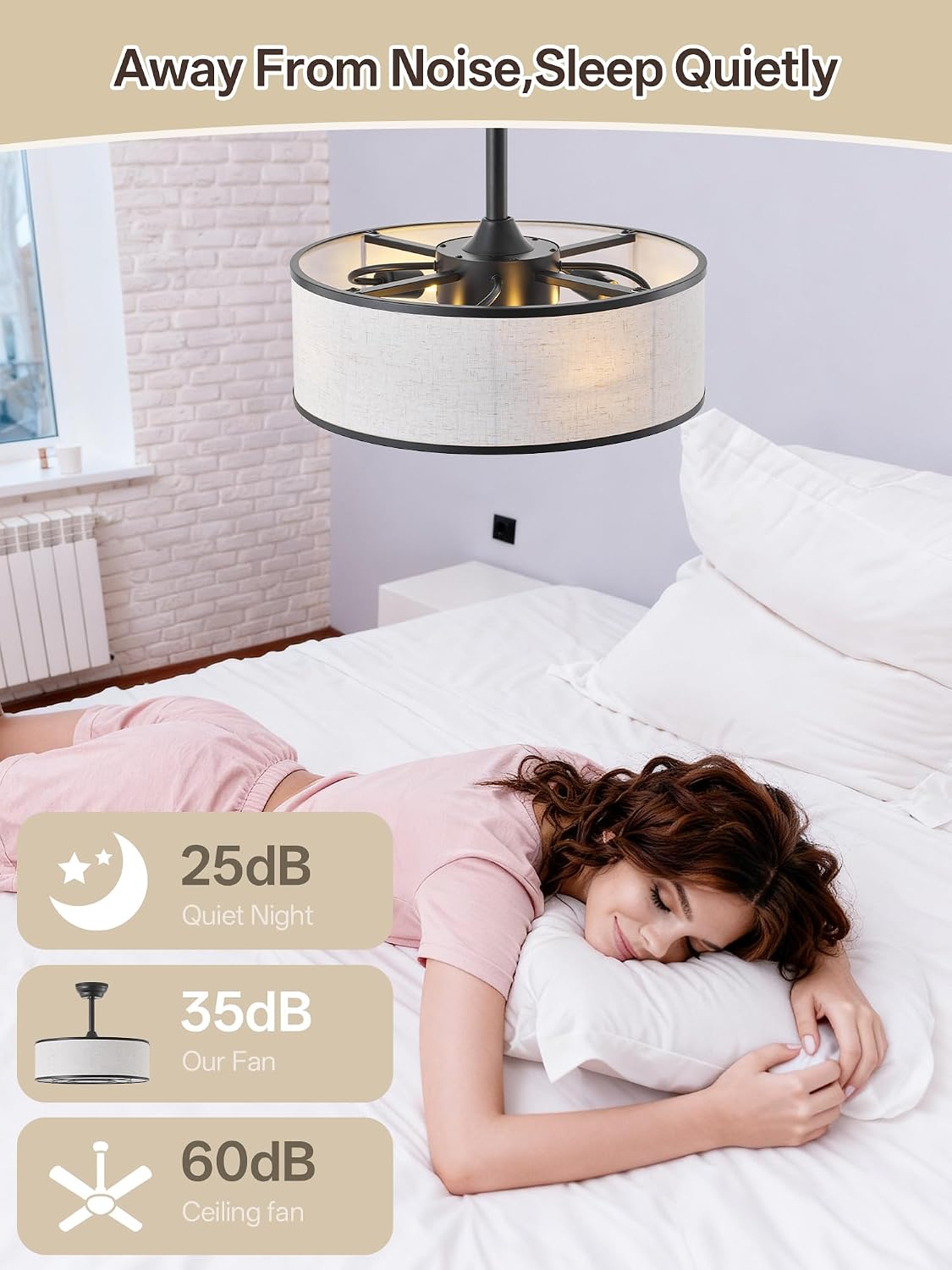 20' Black Caged Boho Fandelier Ceiling Fan with Light & Remote Control - Bladeless Chandelier Fan, 6 Speed Quiet Reversible Motor for Bedroom, Nursery, Living Room