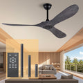 60 Inch Ceiling Fan without Light ，Wood Indoor Outdoor Ceiling Fans No Light for Patios Big Outside Farmhouse Ceiling Fan for Living Room Dining Room (Grey)