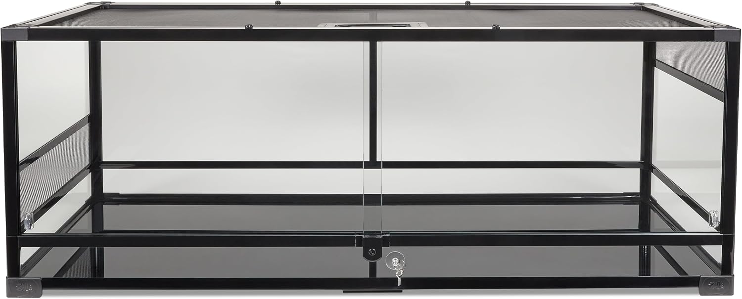 Zilla QuickBuild Reptile 65 Gallon Glass Terrarium Habitat with Sliding Door For Geckos, Snakes, Lizards, Frogs, Turtles, and Tortoises, 48' x 18' x 18'