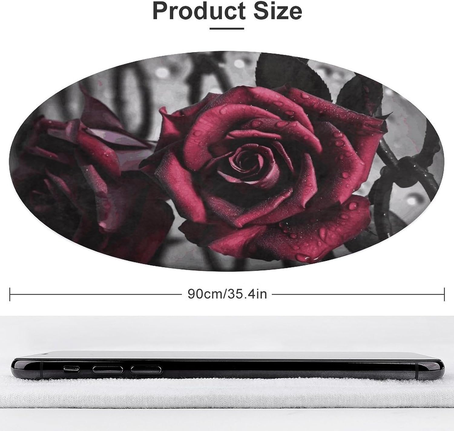 Gothic Roses Coral Velvet Round Floor Mat Non-Slip Bath Rug Floor Covering for Bathroom Vanity Guest Suite & Vacation Home