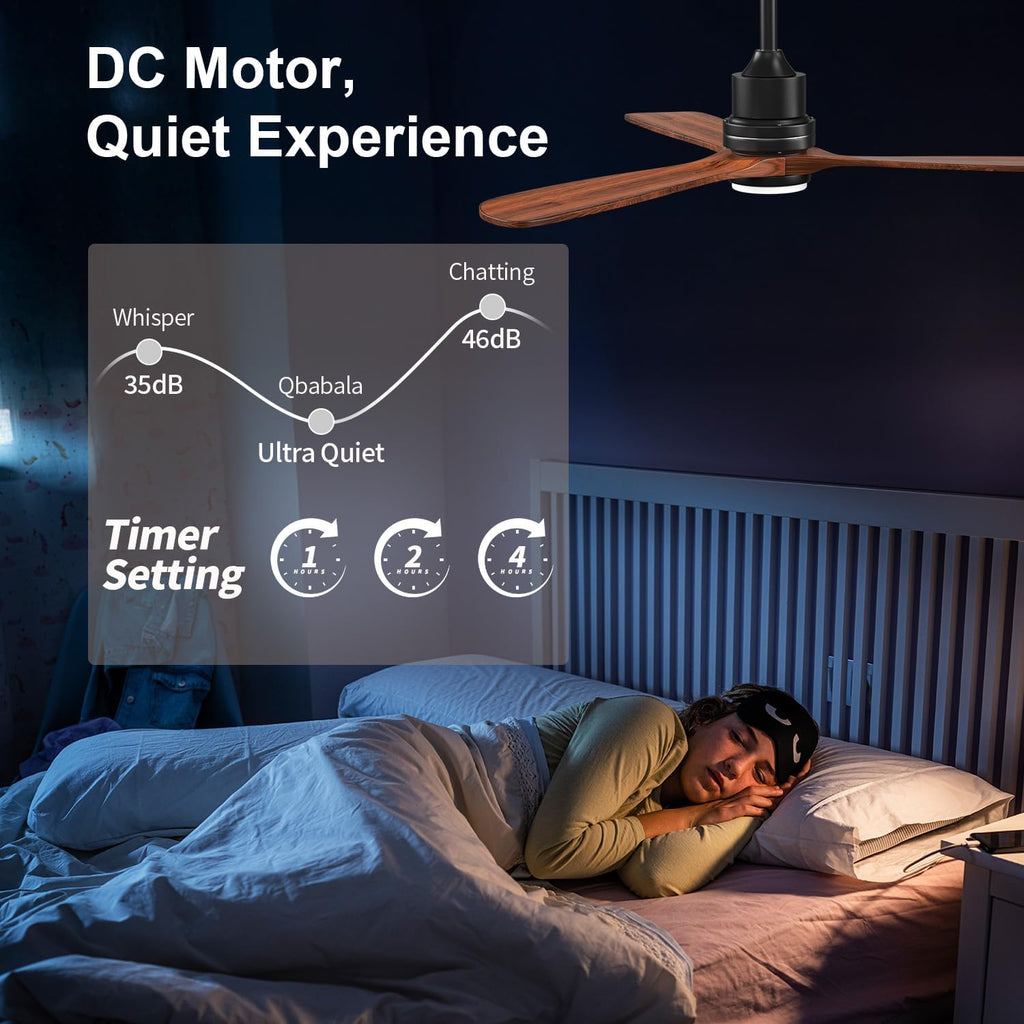 Obabala Ceiling Fans with Lights 52IN Outdoor Ceiling Fan with Remote Control Wood Modern Ceiling Fans with Light for Patios Noiseless Reversible DC Motor