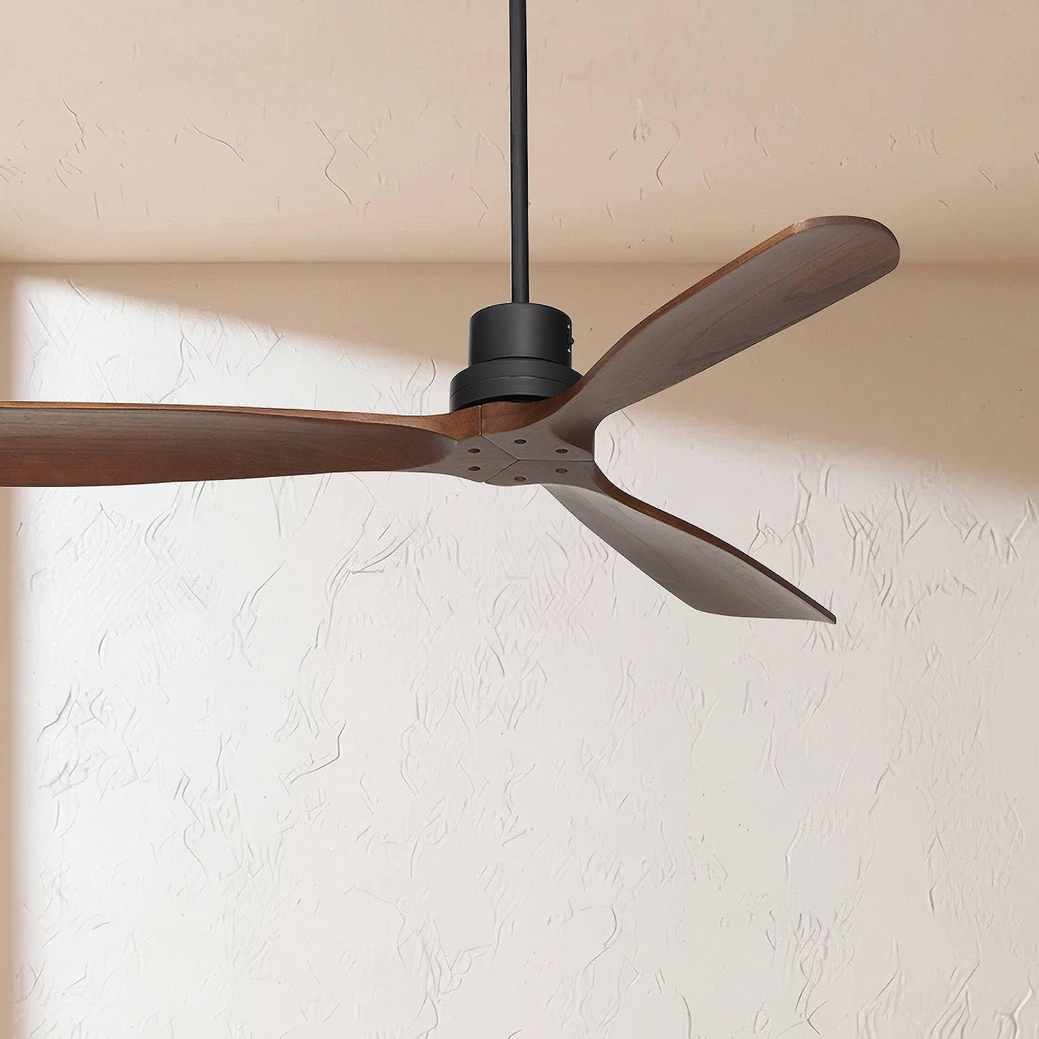 Casa Vieja 52' Delta-Wing DC Modern Industrial Indoor Outdoor Ceiling Fan with Remote Control Matte Black Dark Walnut Damp Rated for Cottage Core Living Room Patio Exterior Home Includes 6' Downrod